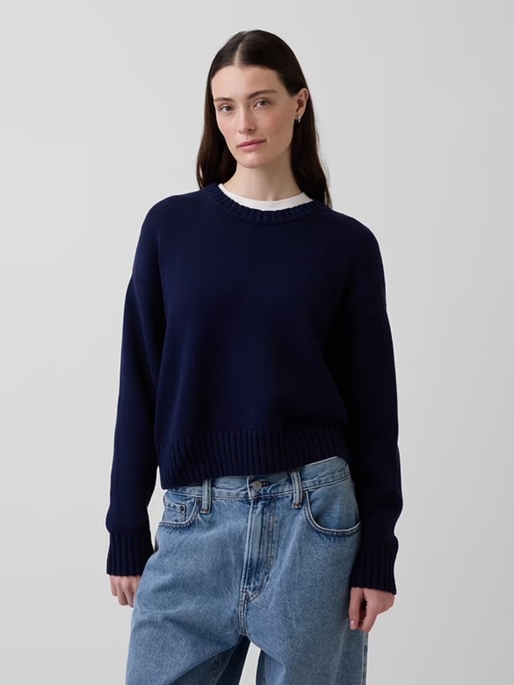 Navy Crewneck 100% Cotton Sweater
